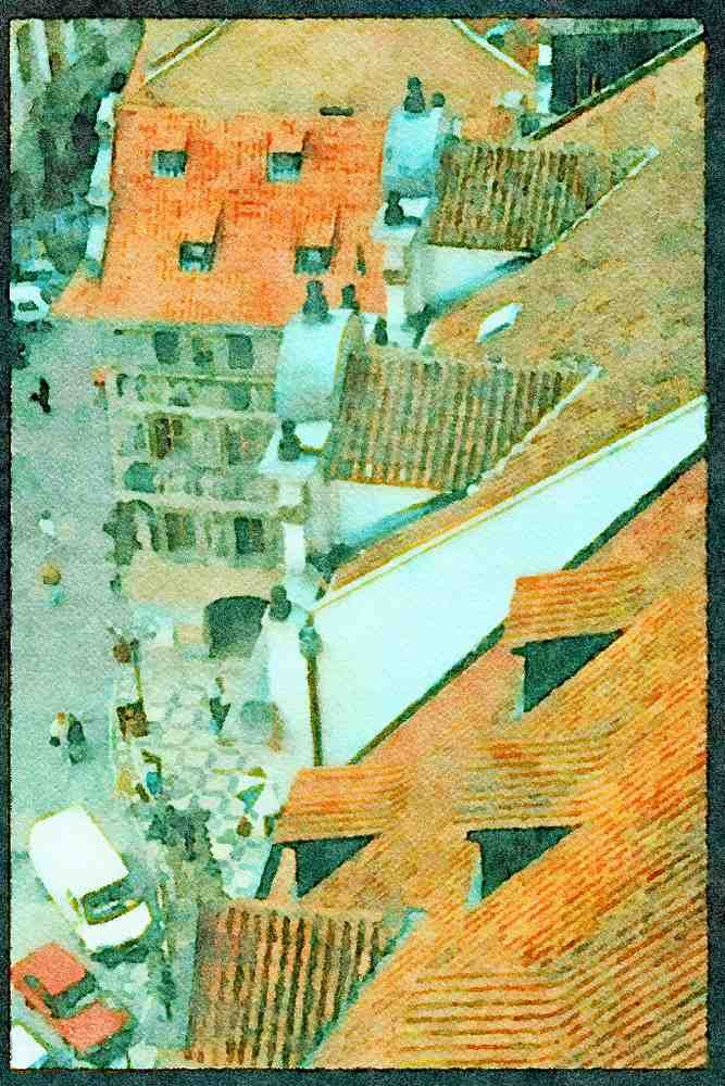 Prague Praha 248038 Prague From Above A4 Limited Edition Watercolour Print