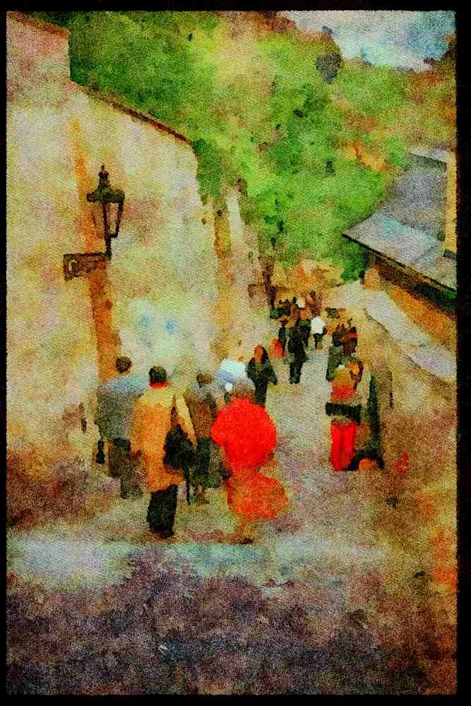Prague Praha 248043 The Steps From The Castle A4 Limited Edition Watercolour Print