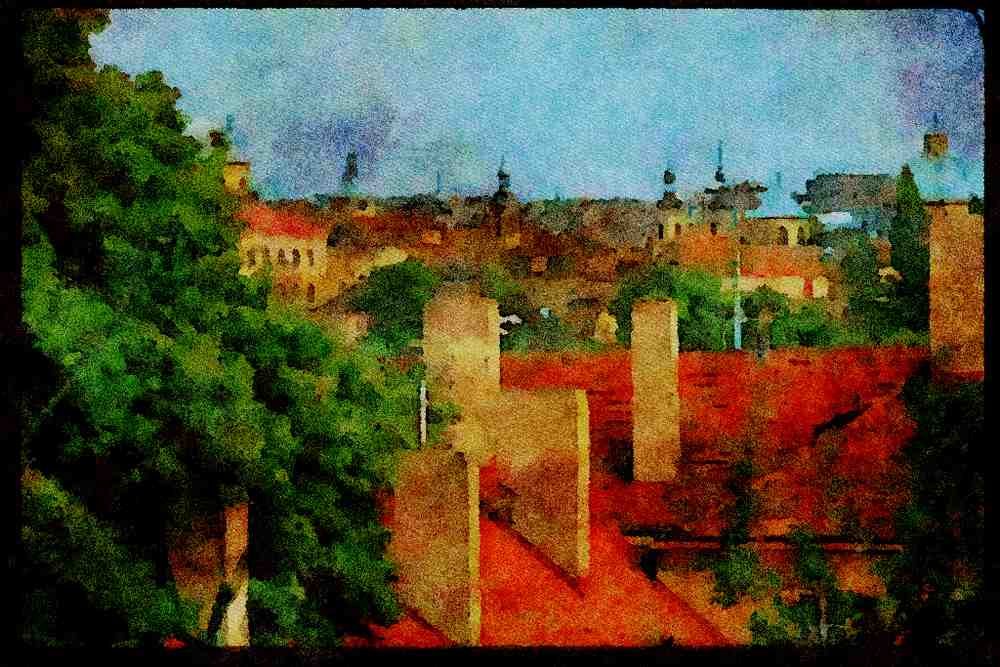 Prague Praha 248044 Rooftops Of Prague A4 Limited Edition Watercolour Print