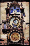 Prague Praha 248054 15th Century Town Hall Clock In Old Town Square A4 Limited Edition Watercolour Print