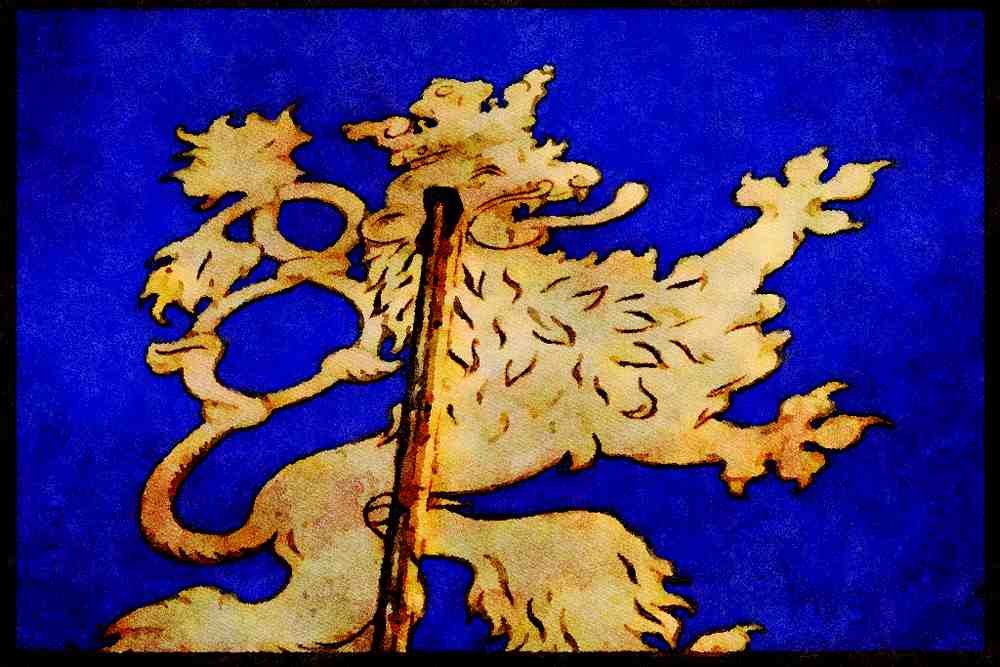 Prague Praha 248057 Czech Lion Atop Water Fountain A4 Limited Edition Watercolour Print