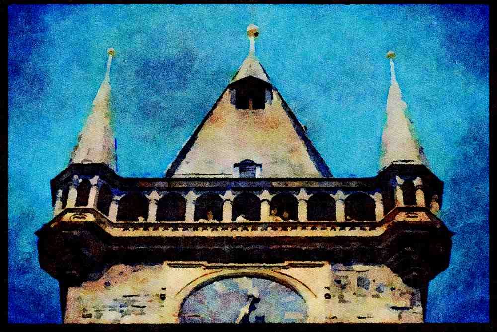 Prague Praha 248059 Town Hall Tower A4 Limited Edition Watercolour Print