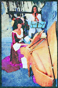 Prague Praha 248063 Locals Playing Traditional Instruments A4 Limited Edition Watercolour Print