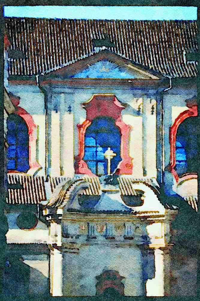 Prague Praha 248078 St. George's Basilica A4 Limited Edition Watercolour Print
