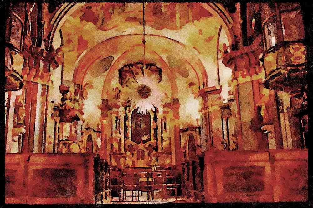 Prague Praha 248086 Interior Of Loreto Church A4 Limited Edition Watercolour Print