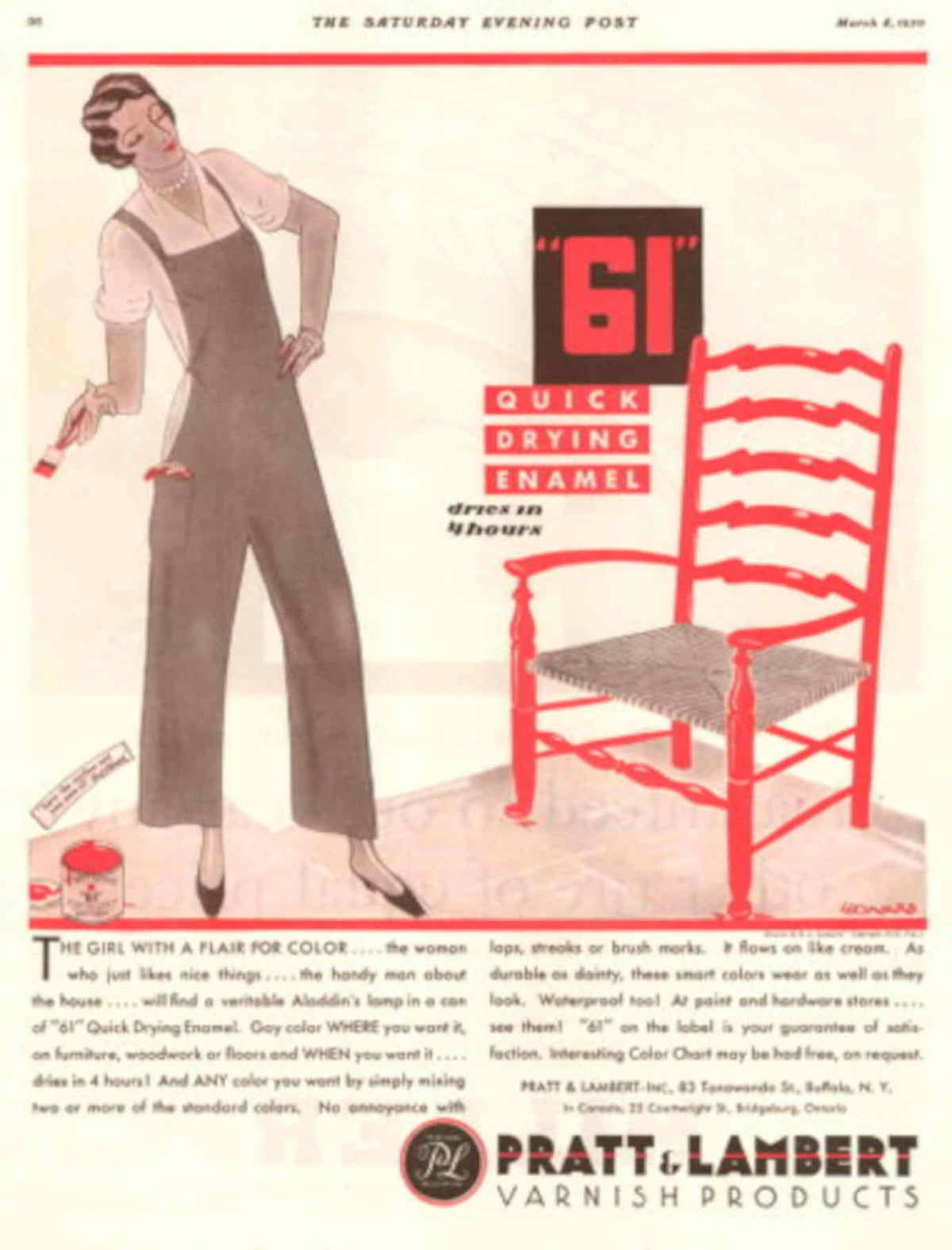 Pratt Lambert Enamel 1930s Vintage Retro Advert Poster