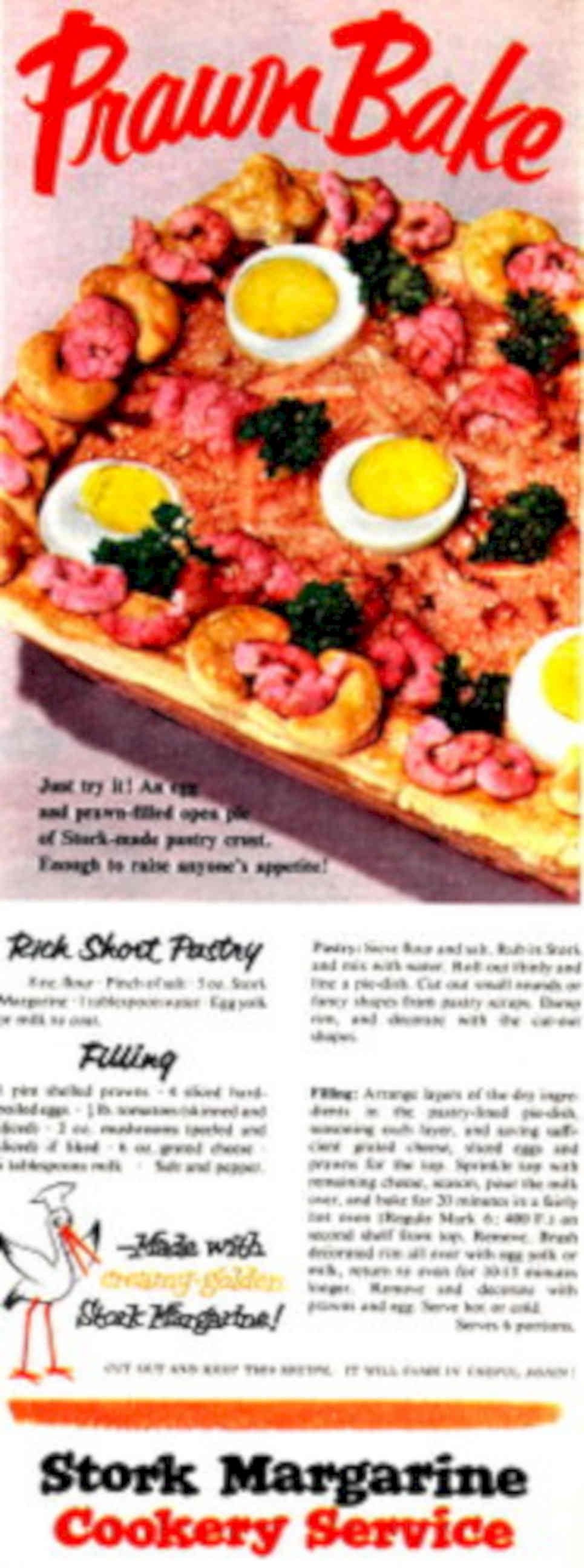 Prawn Bake Pastry 1950s Vintage Retro Advert Poster