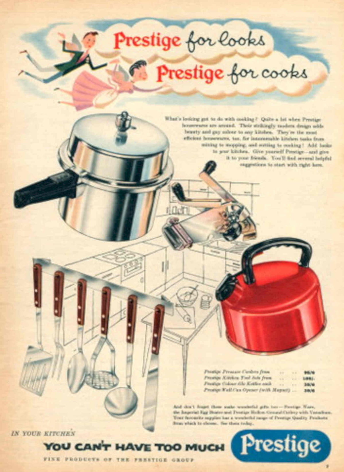 Prestige Cookware Kitchen 1950s Vintage Retro Advert Poster