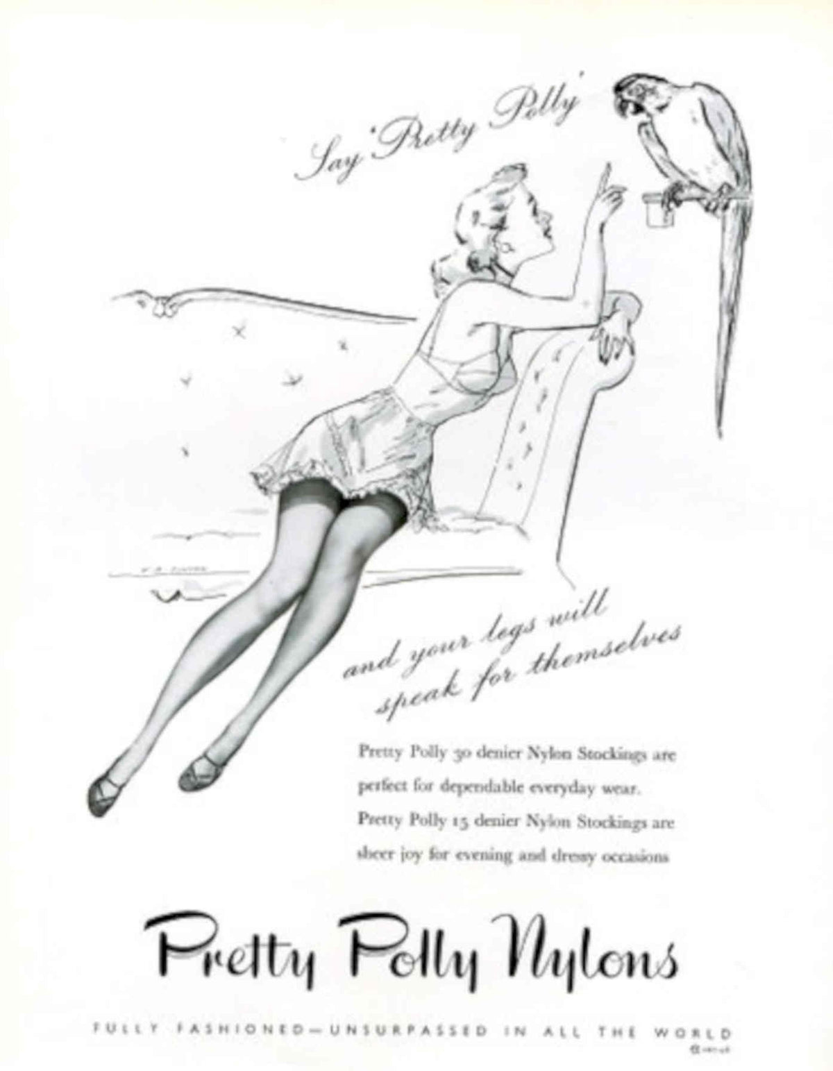 Pretty Polly Nylons 1950s Vintage Retro Advert Poster