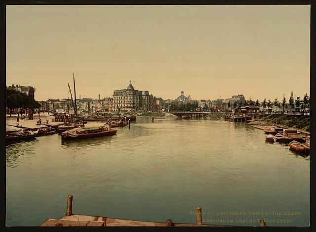 Prince Henrys quay Amsterdam Vintage A4 Photo Print