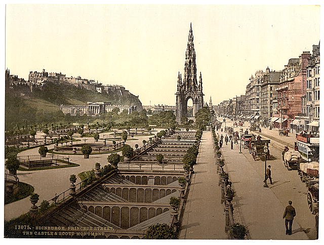 Princess Street the castle and Scott Monument Edinburgh Vintage A4 Photo Print