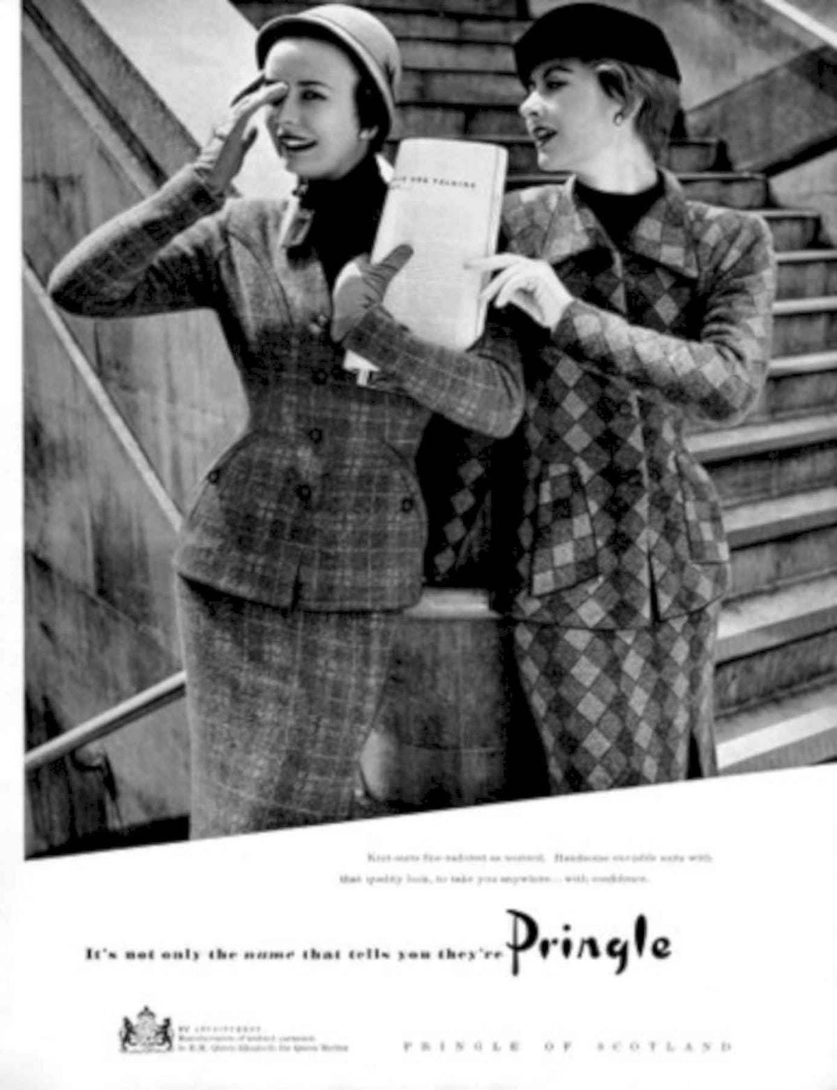 Pringle Plaid Women 1950s Vintage Retro Advert Poster