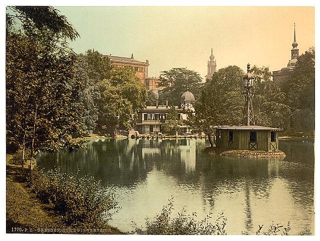 Prison Pond Altstadt Dresden Saxony Vintage A4 Photo Print