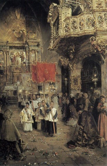 Procession At The End of Mass Art A4 Photo Print