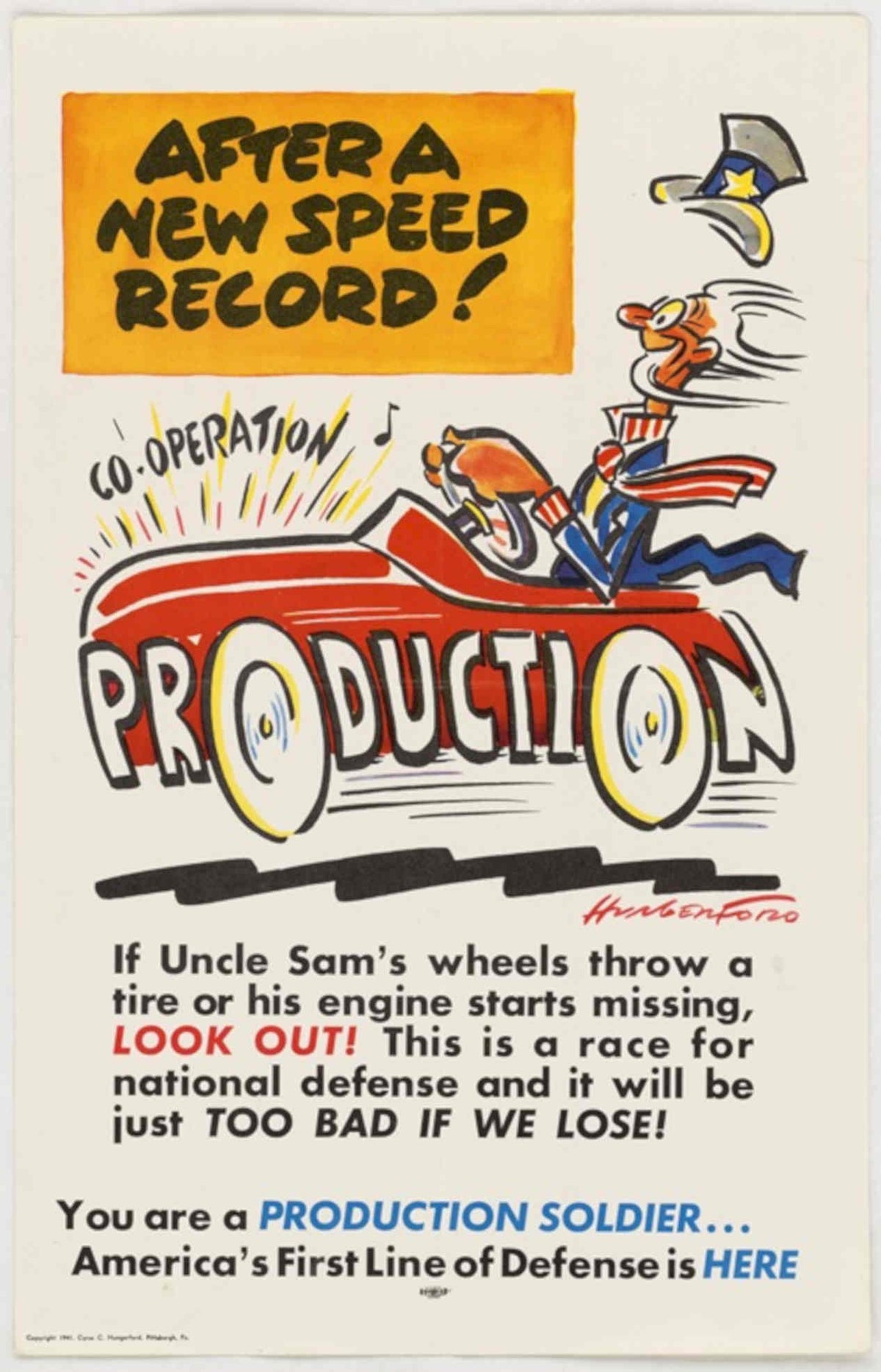 Production Speed Record American World War II Advert Poster