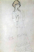 Profile Standing Female Figure With Raised Arms Klimt A4 Photo Print