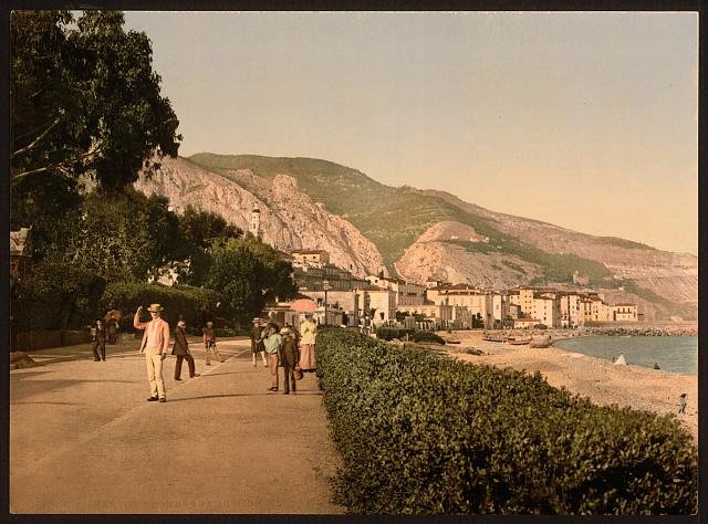 Promenade du midi Mentone Vintage A4 Photo Print