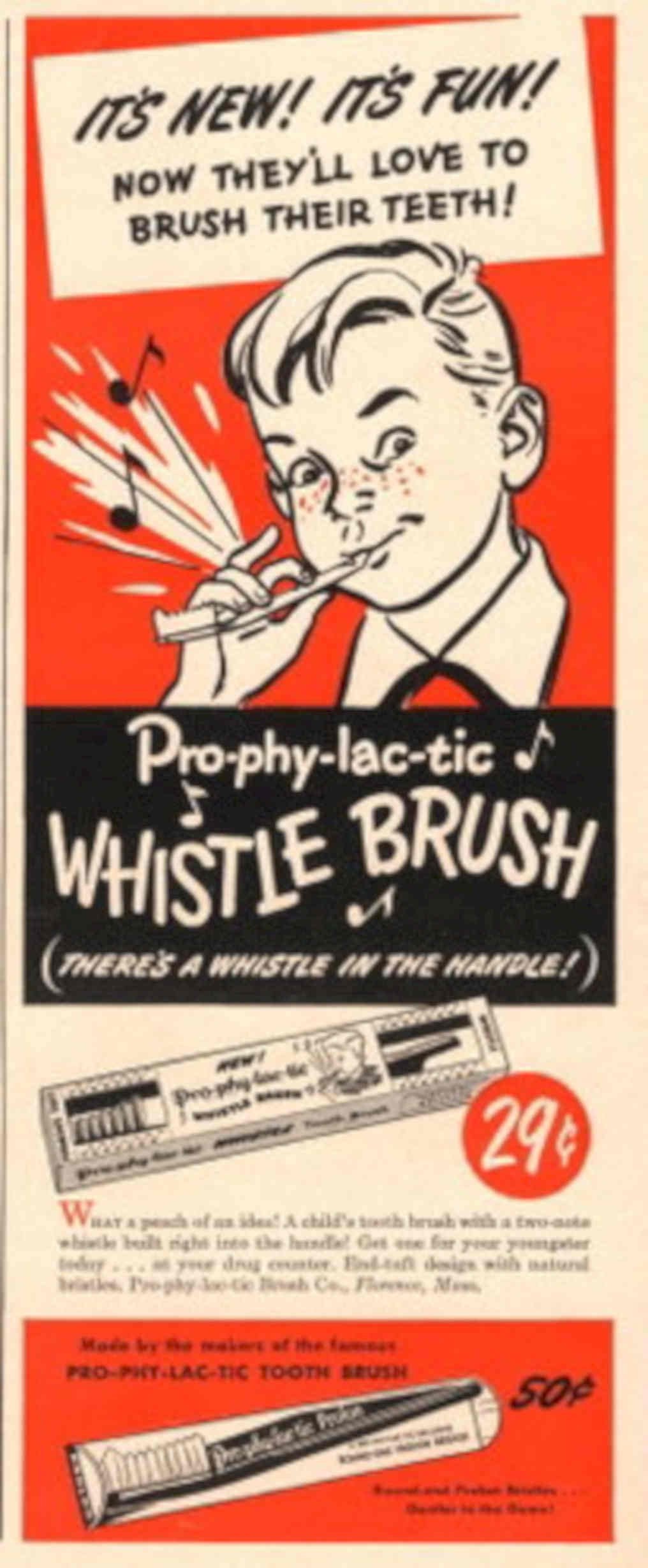 Prophylactic Whistle Brush 1930s Vintage Retro Advert Poster