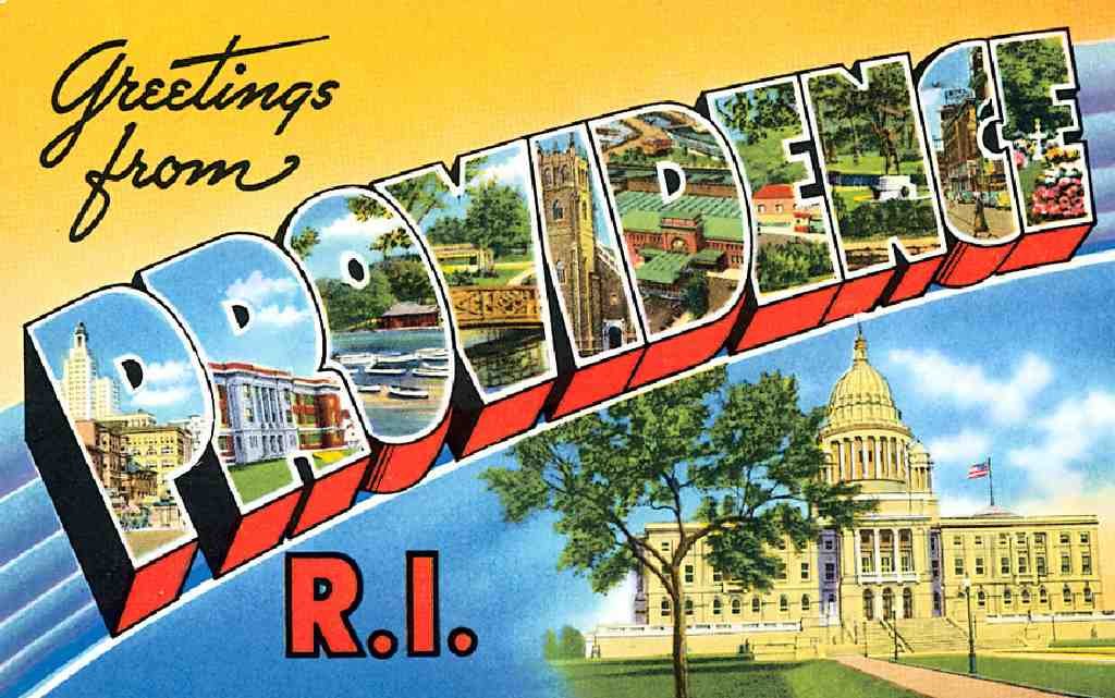 Providence Luggage Label Vintage A4 Photo Print
