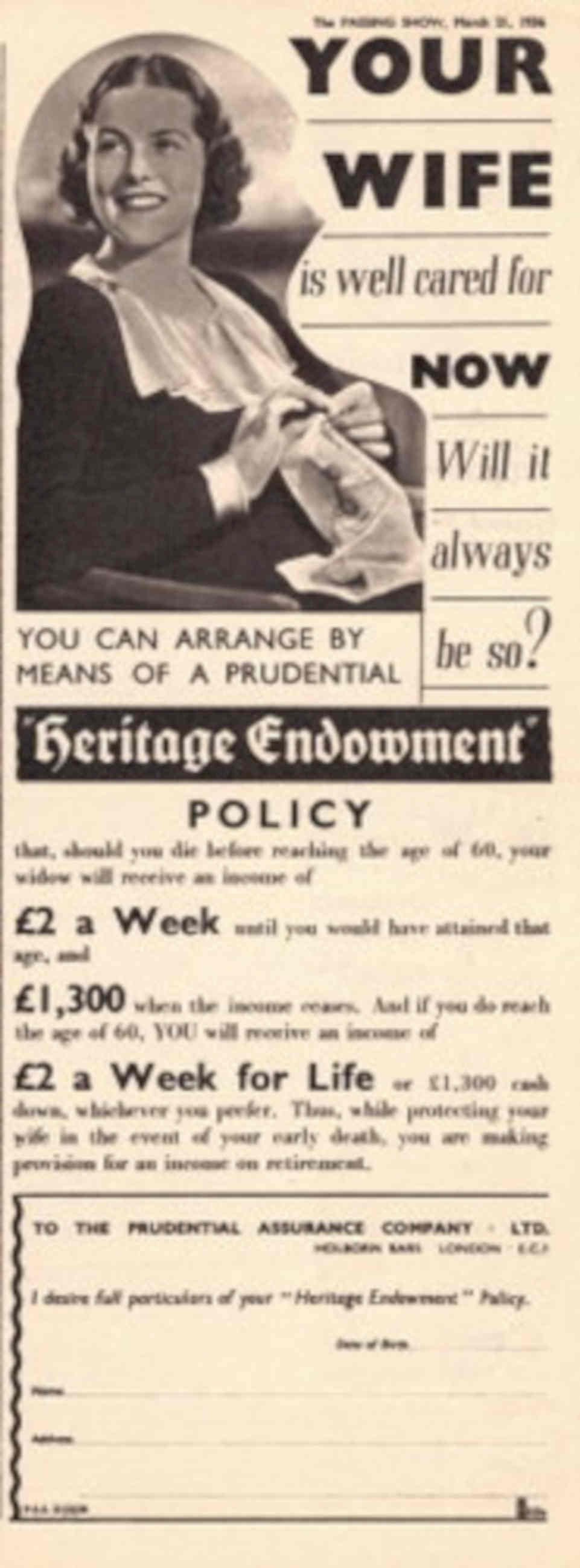 Prudent Heritage Wife 1930s Vintage Retro Advert Poster