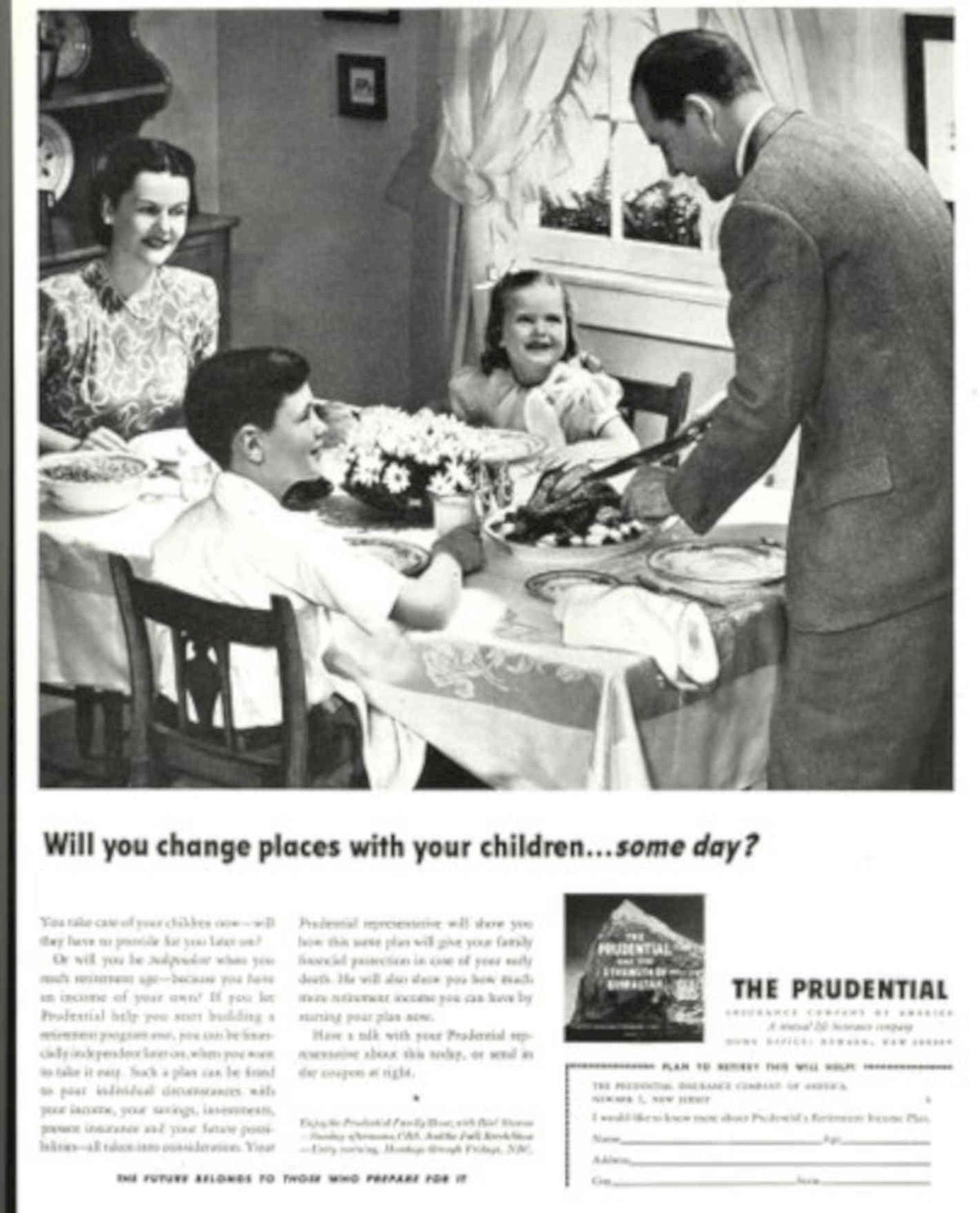 Prudential Family Dining 1950s Vintage Retro Advert Poster
