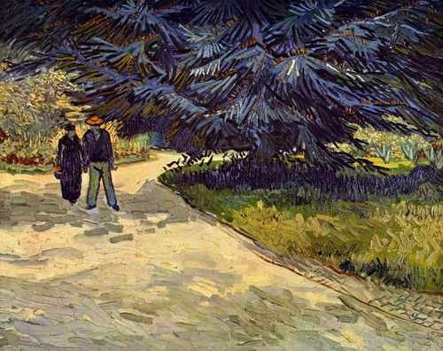 Public Garden With Couple And Blue Fir Tree 1888 A4 Photo Print