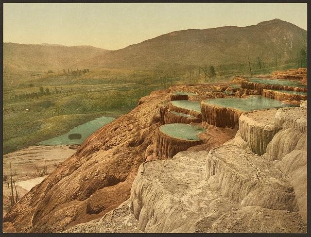 Pulpit Terraces Yellowstone National Park Vintage A4 Photo Print