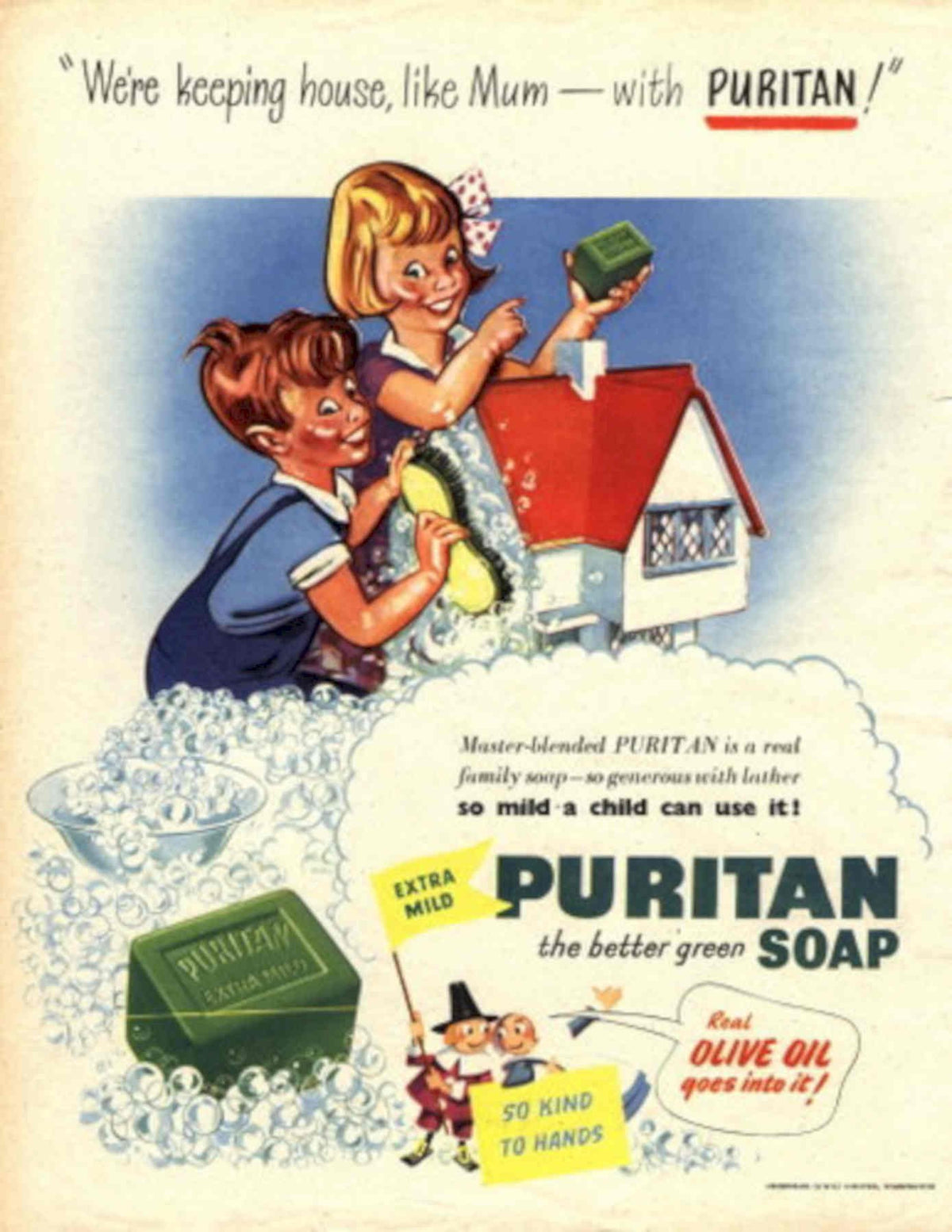 Puritan Soap House 1950s Vintage Retro Advert Poster