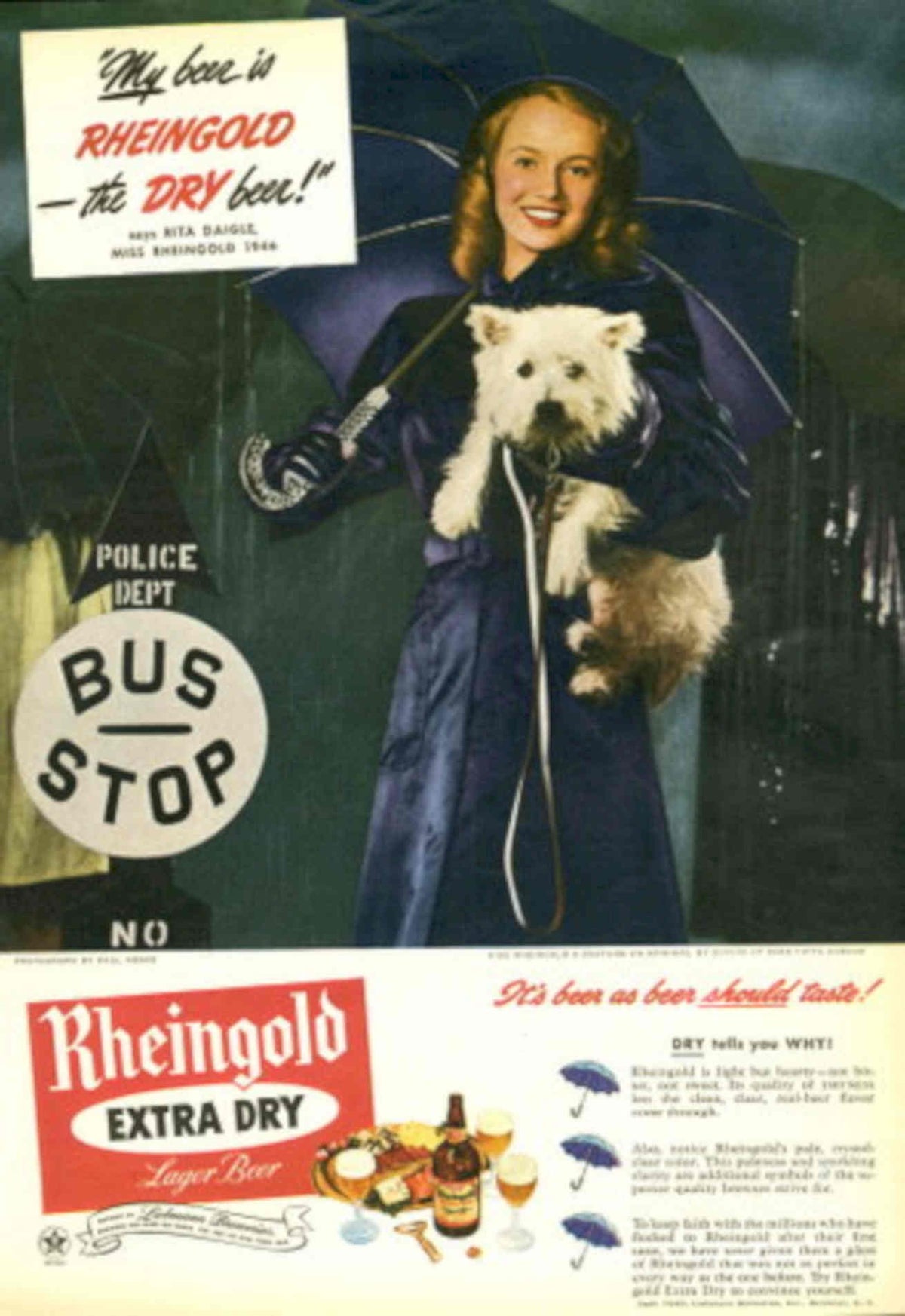 Purple Coat Rheingold 1940s Vintage Retro Advert Poster