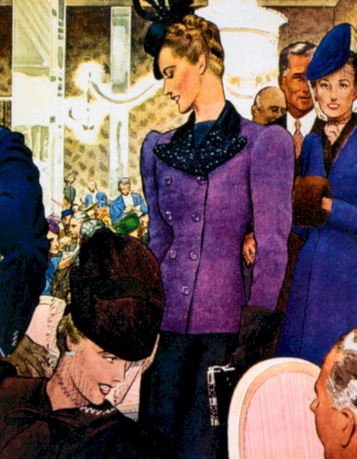 Purple Coat Women 1930s Vintage Retro Advert Poster