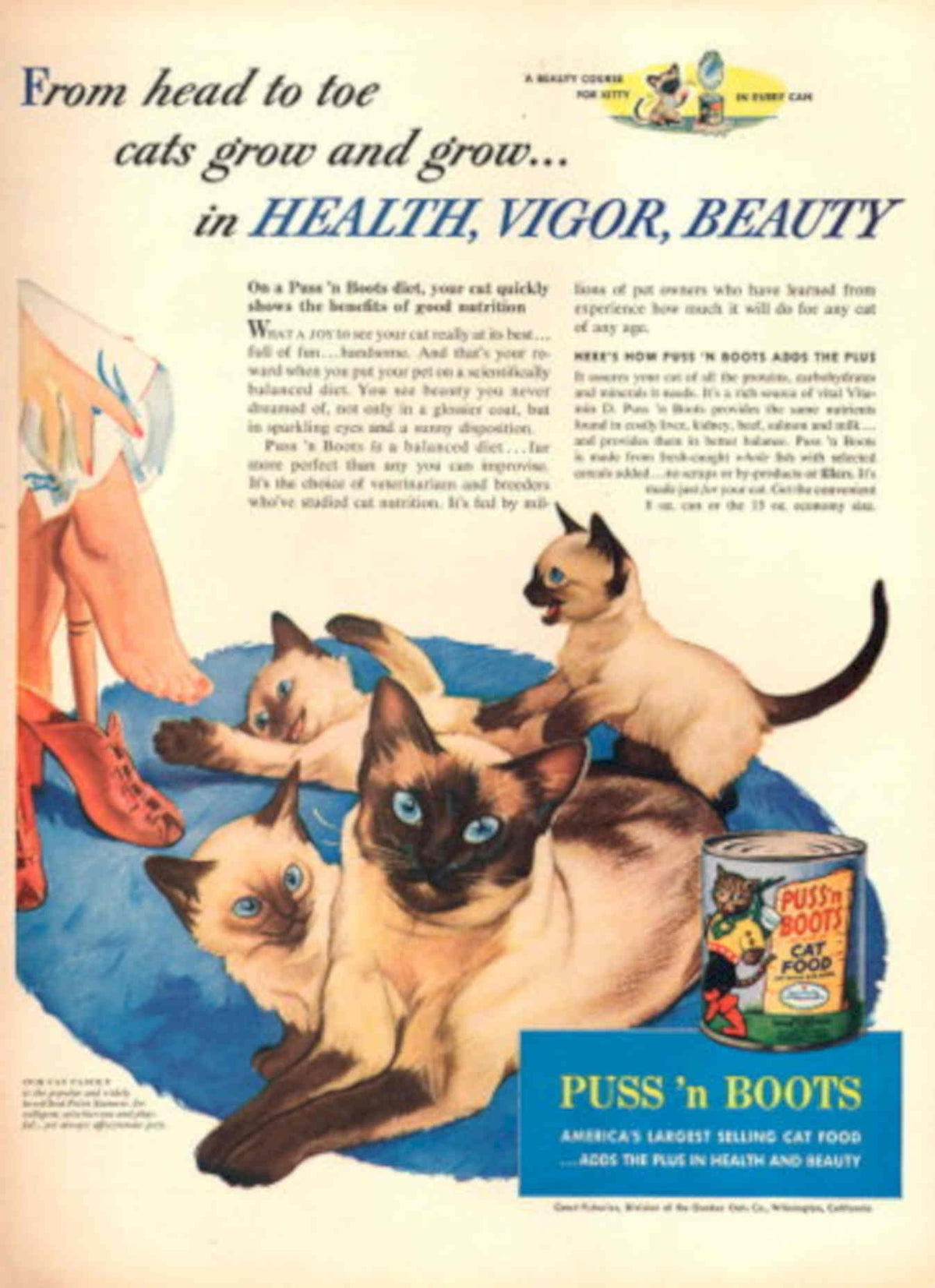 Puss N Boots 1 1950s Vintage Retro Advert Poster