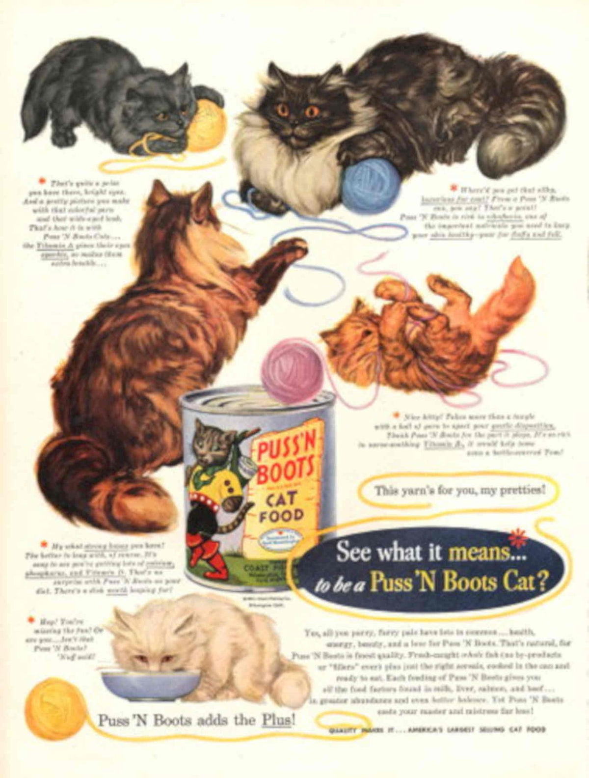 Puss N Boots 2 1950s Vintage Retro Advert Poster