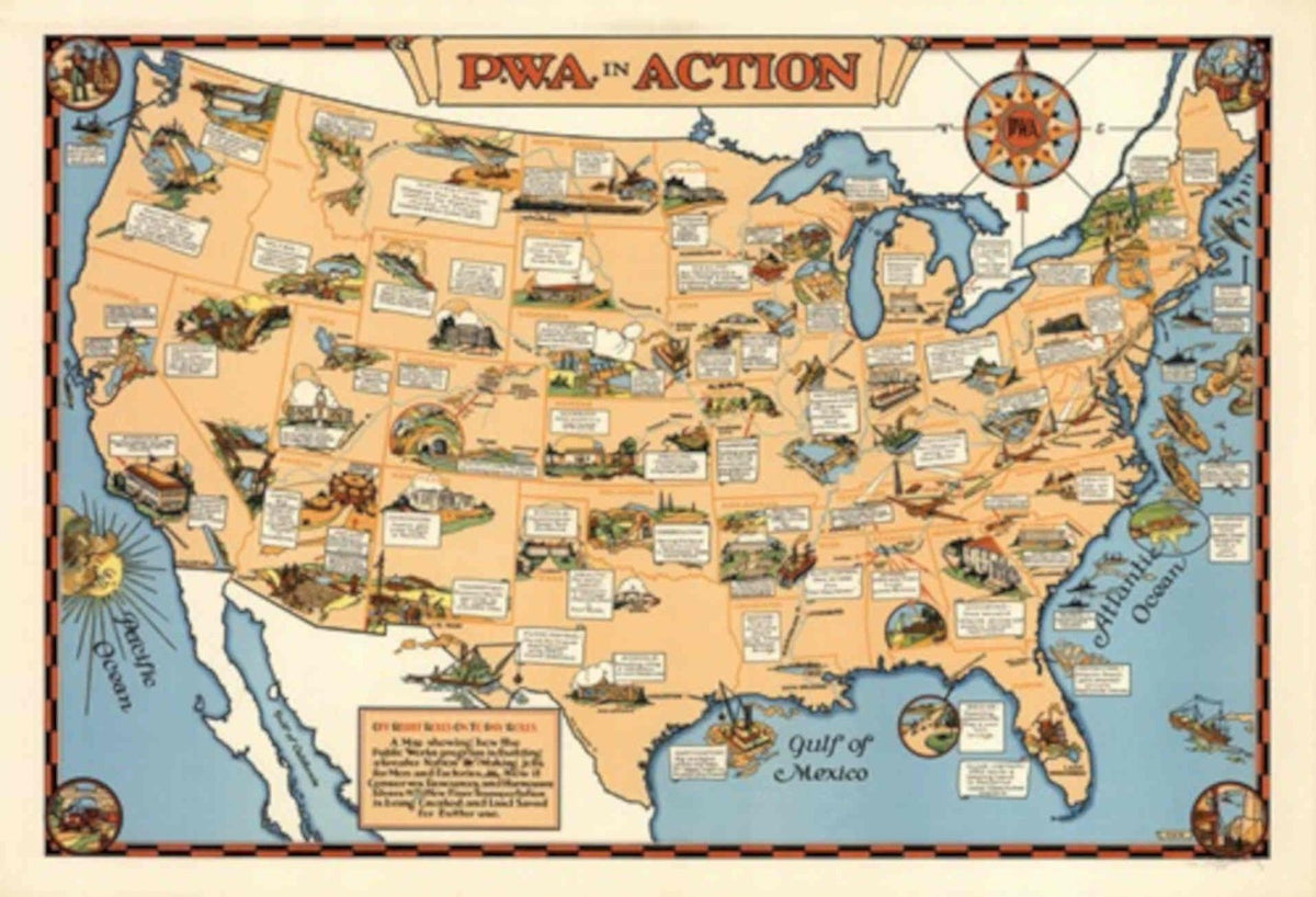 Pwa Action Map Vintage Retro Advert Poster