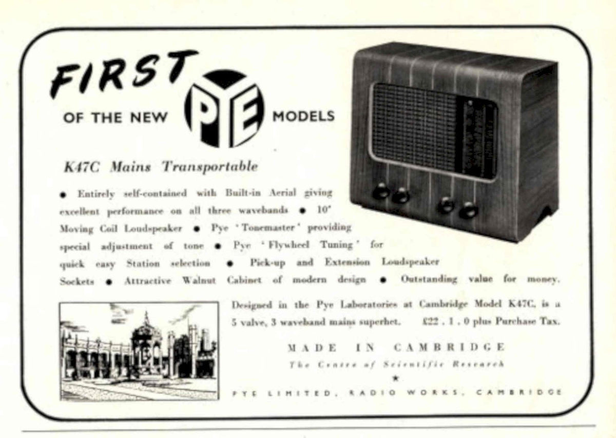 Pye K47c Radio 1940s Vintage Retro Advert Poster