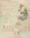 Pyle Katharine Grannys Wonderful Chair 1916 Man playing pipe in sheep A4 Photo Print