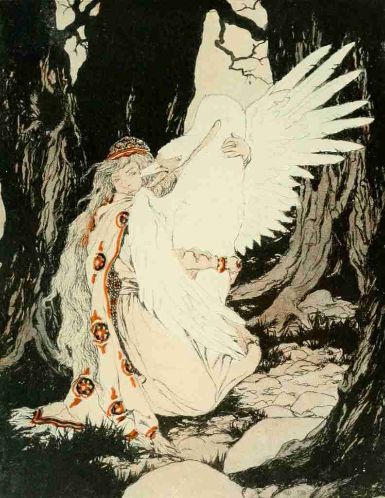Pyle Katharine Wonder Tales from Many Lands 1920 The swan beat its wings A4 Photo Print