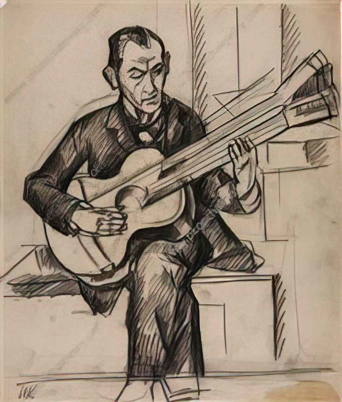 Pyotr Konchalovsky a man with a guitar 1913 Art A4 Photo Print