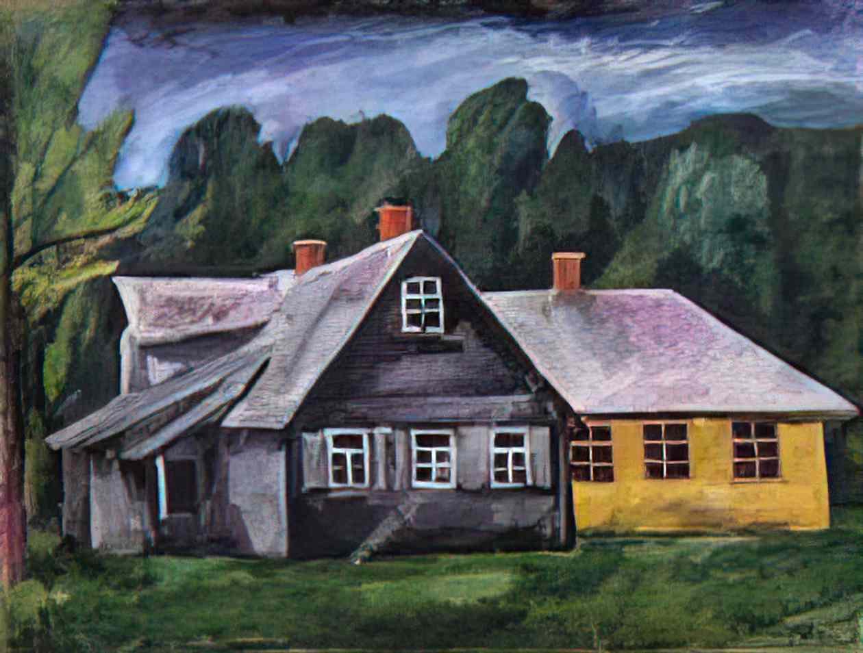 Pyotr Konchalovsky abramtsevo landscape with carpentry 1911 Art A4 Photo Print
