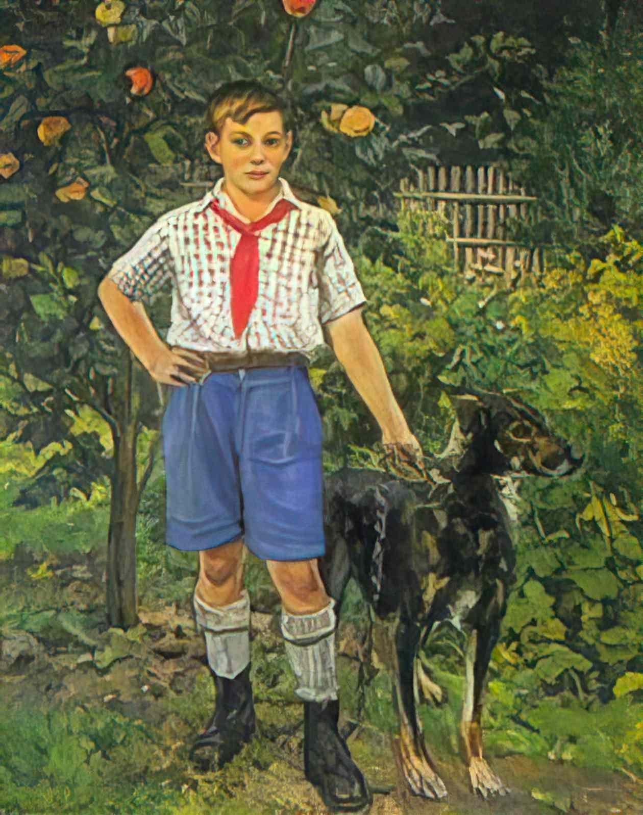 Pyotr Konchalovsky andron with a dog 1949 Art A4 Photo Print
