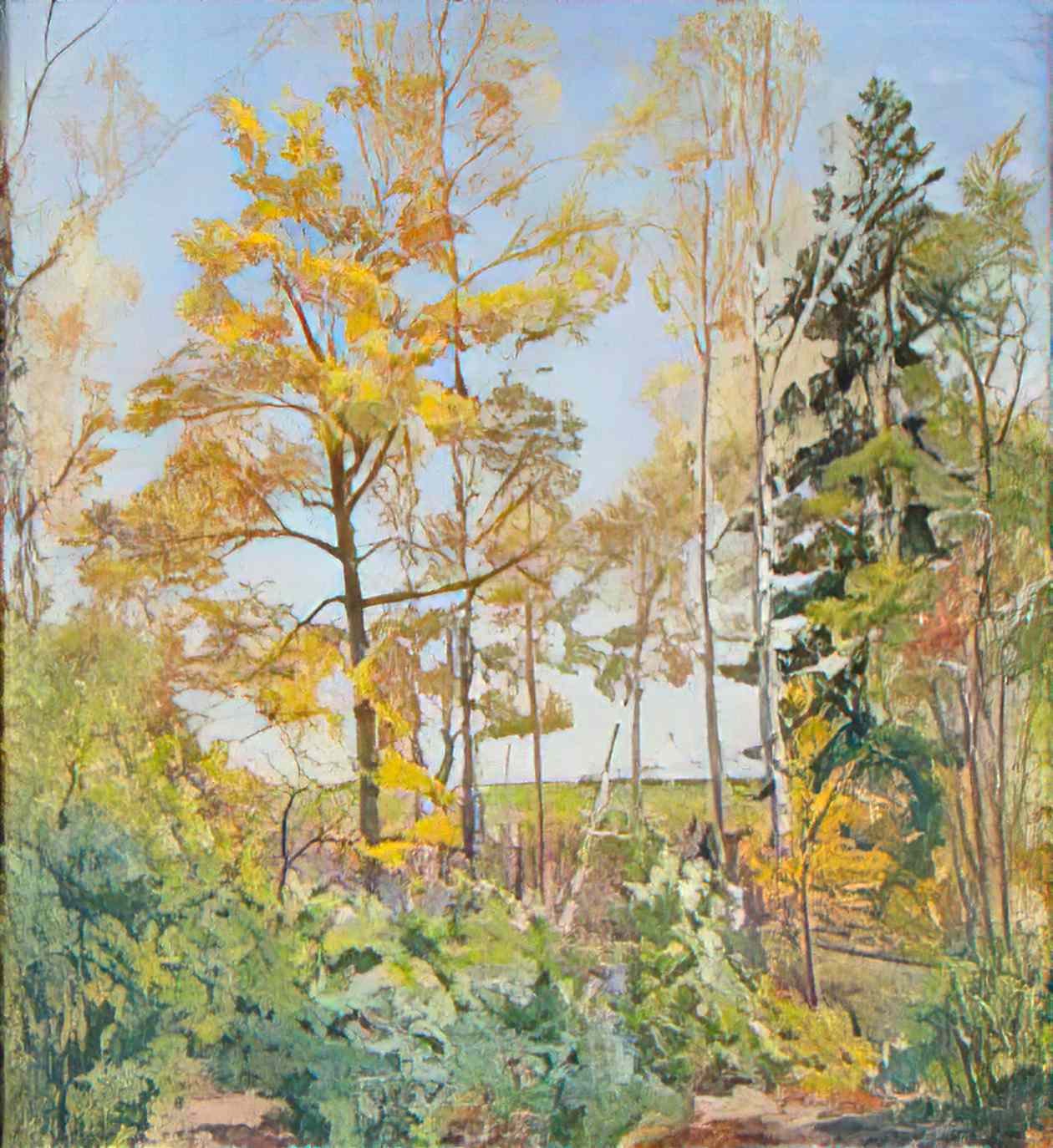 Pyotr Konchalovsky autumn landscape with train 1955 Art A4 Photo Print