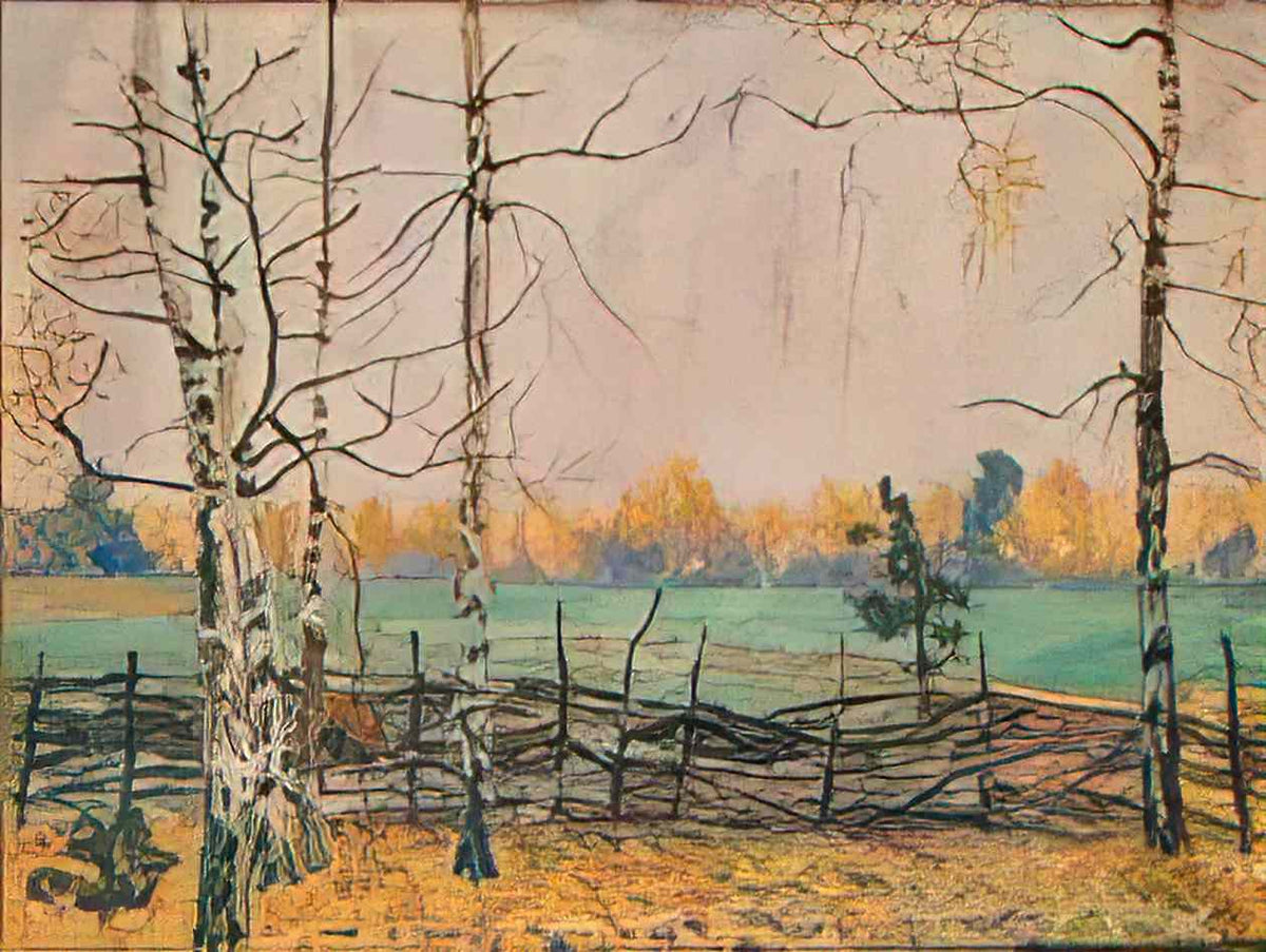 Pyotr Konchalovsky birch trees by the fence 1938 Art A4 Photo Print