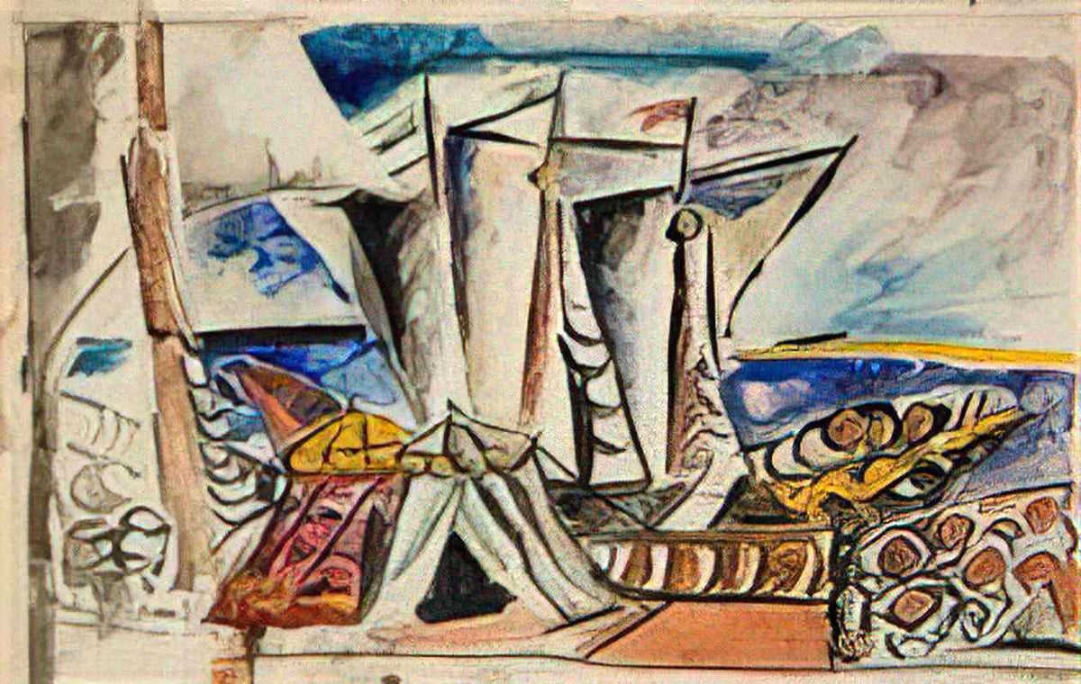 Pyotr Konchalovsky boats 1918 Art A4 Photo Print