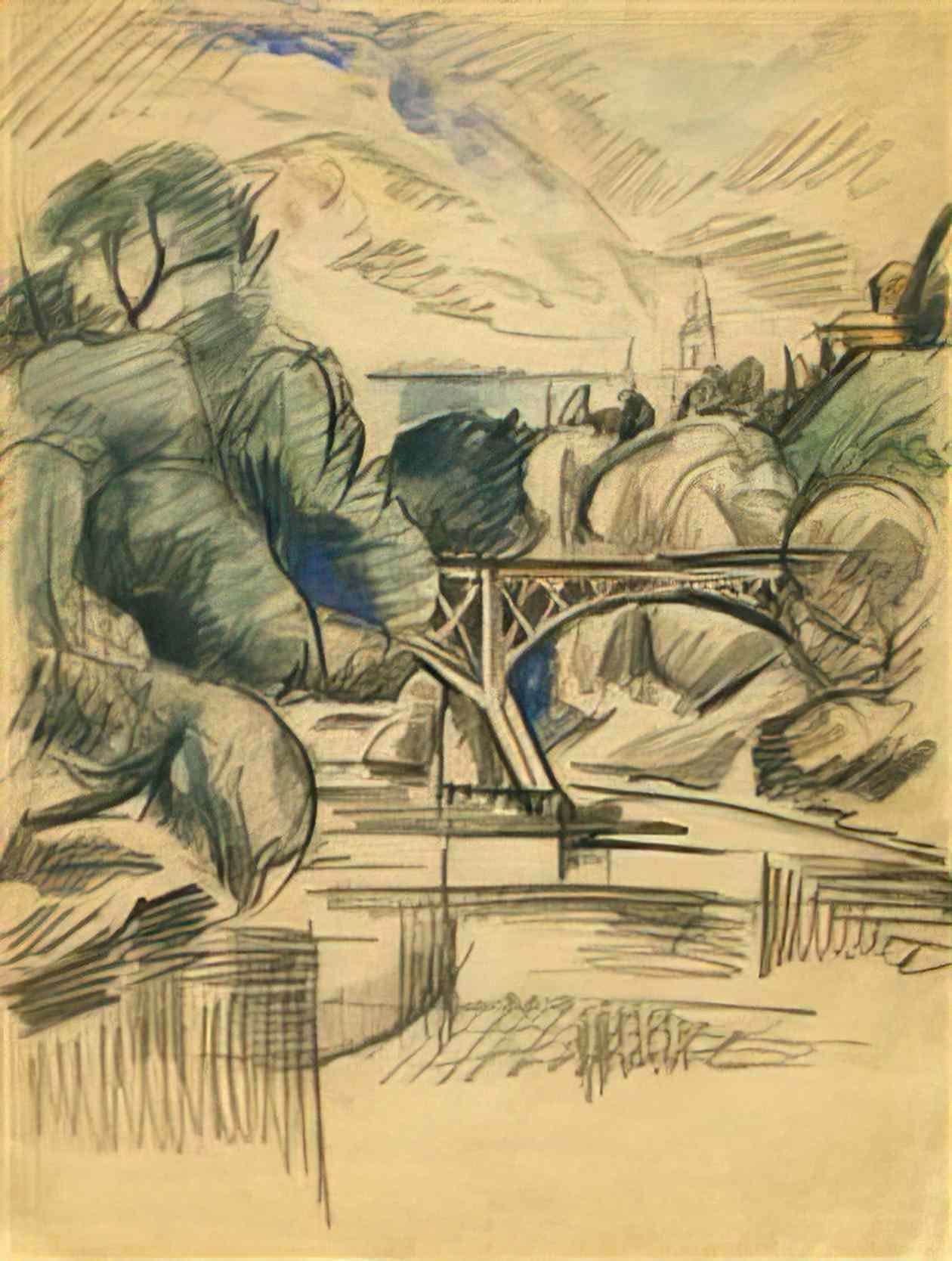 Pyotr Konchalovsky bridge 1919 Art A4 Photo Print