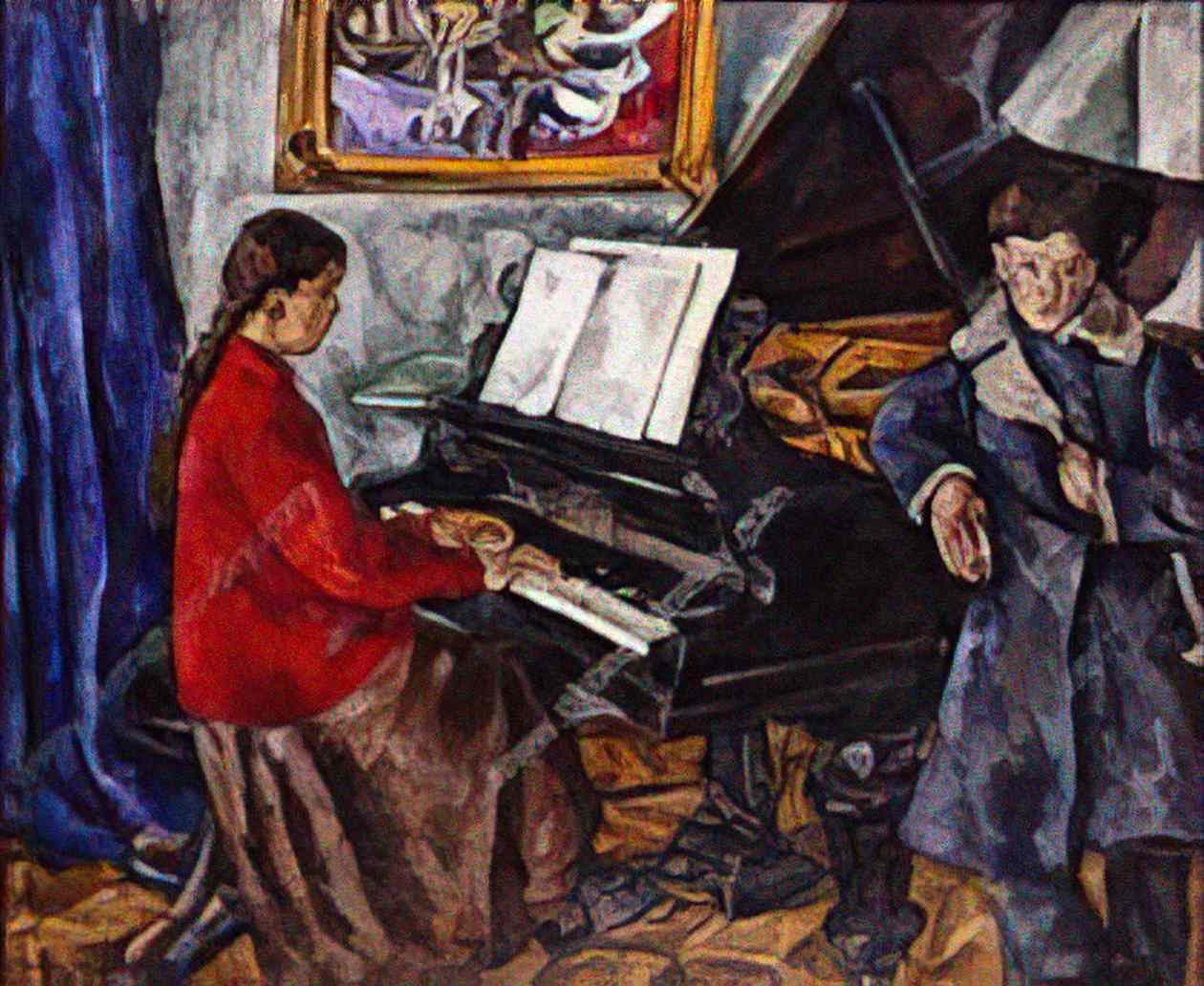 Pyotr Konchalovsky children at the piano 1919 Art A4 Photo Print