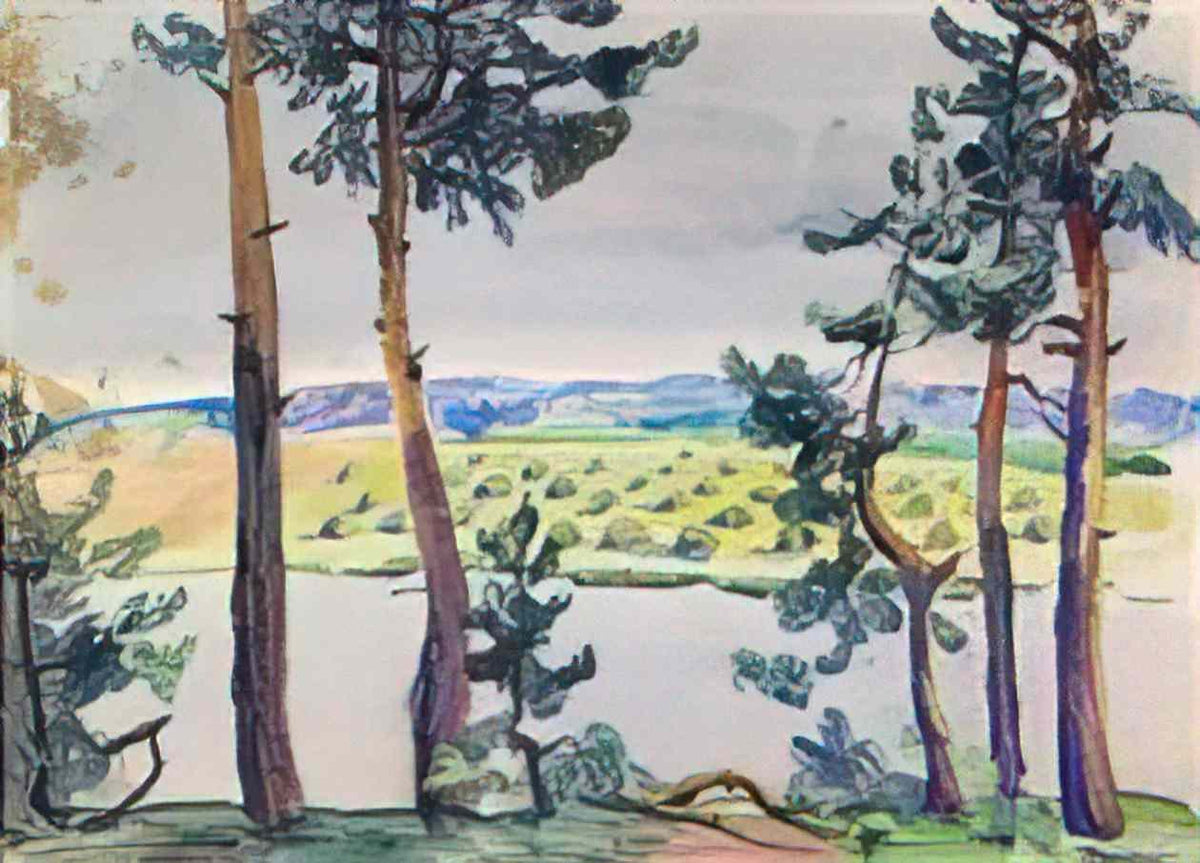 Pyotr Konchalovsky fir trees by the river Art A4 Photo Print