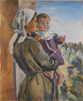 Pyotr Konchalovsky katya on the lap a nurse 1932 Art A4 Photo Print