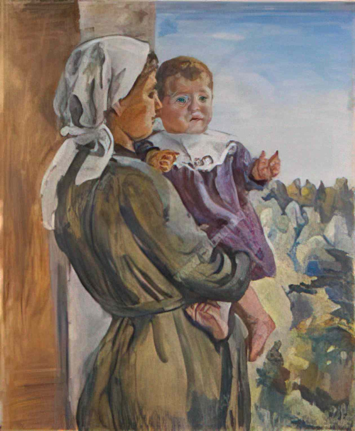 Pyotr Konchalovsky katya on the lap a nurse 1932 Art A4 Photo Print