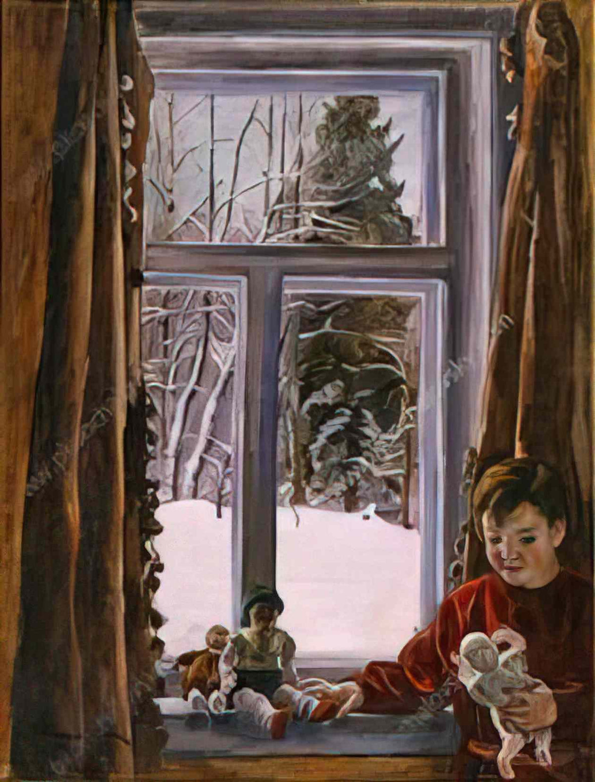 Pyotr Konchalovsky katya with a doll by the window 1936 Art A4 Photo Print