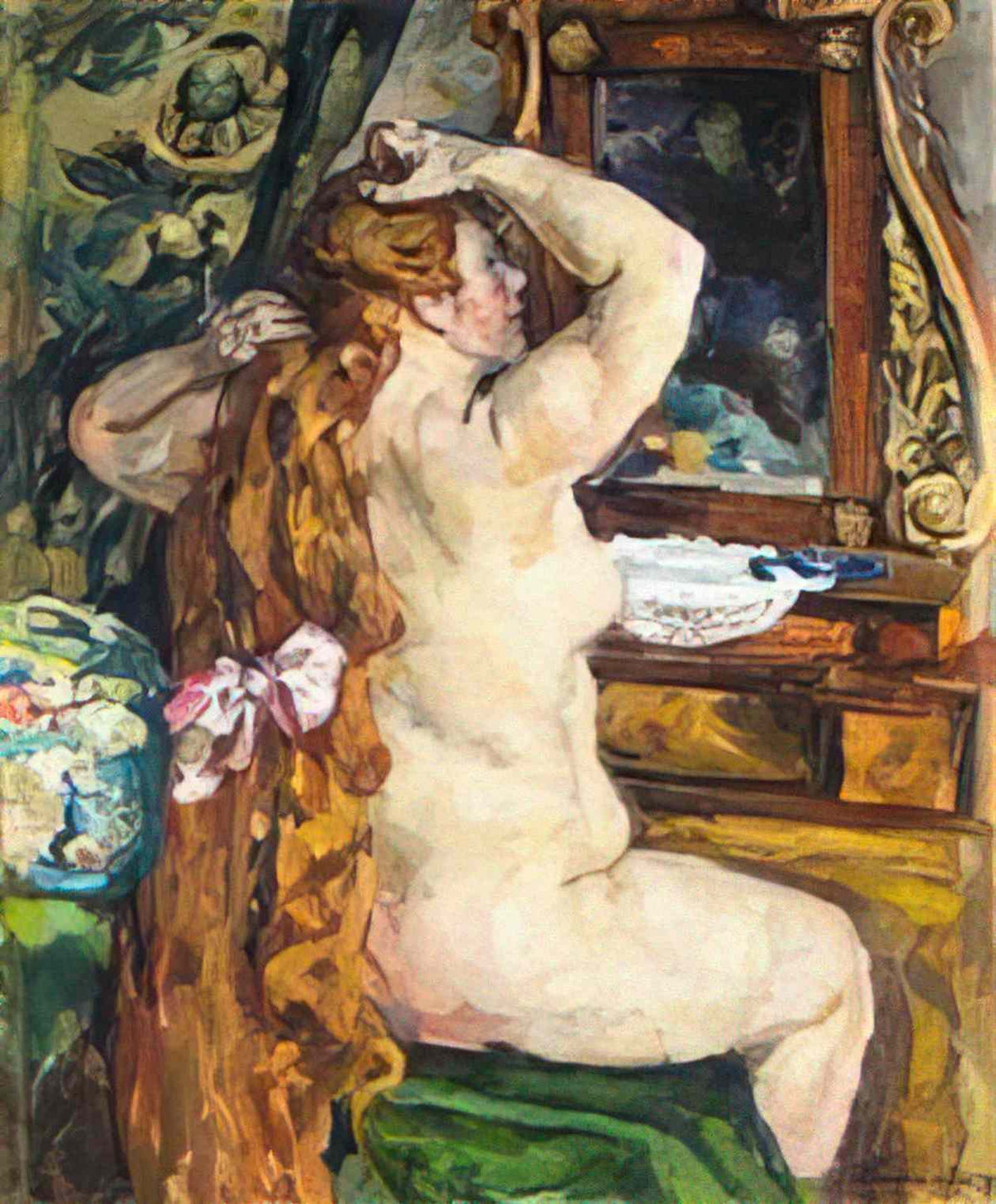 Pyotr Konchalovsky model with red hair by the mirror 1928 Art A4 Photo Print