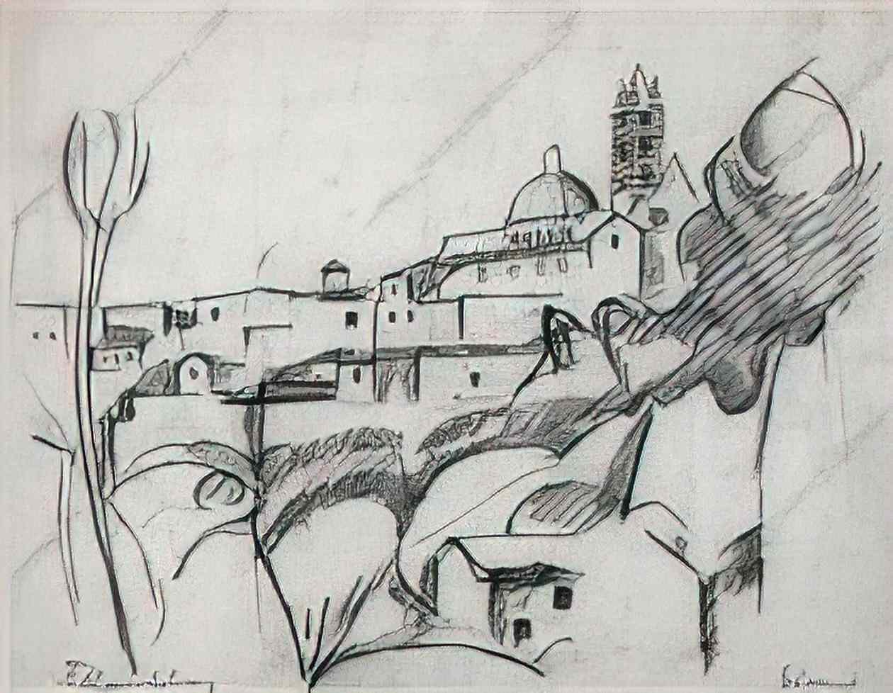 Pyotr Konchalovsky sienna the urban landscape 1912 Art A4 Photo Print